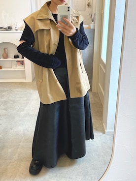 「ISOOK（アイスー）のアイテム（スカート）」を使った、emineoさん（レディース・151cm）の秋コーディネート