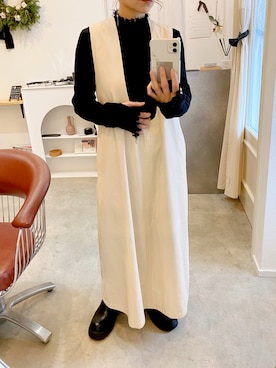 「INSIIS（インシス）のアイテム（ジャンパースカート）」を使った、emineoさん（レディース・151cm）の冬コーディネート