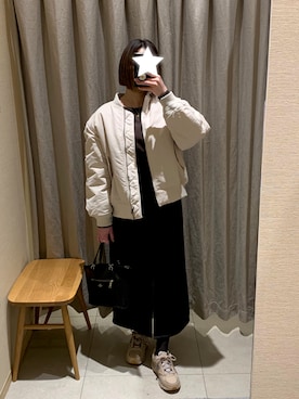 「UNIQLO（ユニクロ）のアイテム（MA-1）」を使った、uri.さん（レディース・162cm）の冬コーディネート