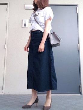 「アイテム（デニムスカート）」を使った、toommypeco5さん（レディース・165cm）の夏コーディネート