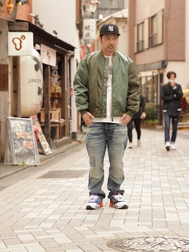 「Polo Ralph Lauren」｜「アイテム（ミリタリージャケット）」を使った、Dジロさんさん（メンズ・175cm）の秋コーディネート