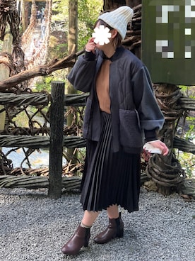 「膝丈スカート」｜ひまわり꒡̈⃝さん（レディース・162cm）の秋コーディネート