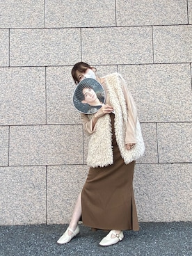 「Heather（ヘザー）のアイテム（ベスト）」を使った、yukaさん（レディース・157cm）の秋コーディネート