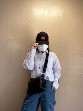 「Manhattan Portage（マンハッタンポーテージ）のManhattan Portage/マンハッタンポーテージ  キャップ 6PANEL MESH CAP メッシュ MP195（キャップ、ブラック系）」を使った、華さん（レディース・157cm）の春コーディネート