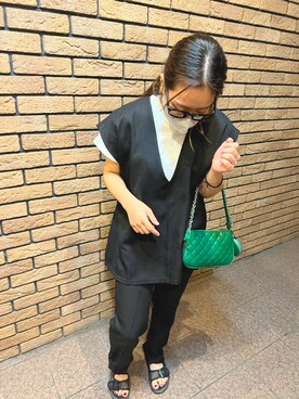 「UNIQLO（ユニクロ）のアイテム（メガネ、ブラック系）」を使った、華さん（レディース・157cm）の秋コーディネート