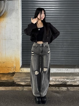 「MURUA（ムルーア）のアイテム（ジャケット/アウター）」を使った、久保田明日美さん（レディース・165cm）の春コーディネート