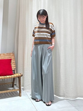 「BABYLONE（バビロン）のデザインタックパンツ（その他パンツ、グレー系）」を使った、あおのさん（レディース・164cm）の春コーディネート