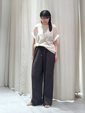 「BABYLONE（バビロン）の【多機能素材】撥水2WAYトラックパンツ（その他パンツ、ブラウン系）」を使った、あおのさん（レディース・164cm）の春コーディネート