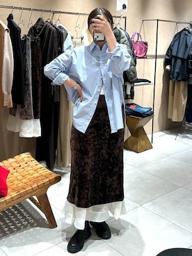 「MOHI（モヒ）のアイテム（ブーツ）」を使った、あおのさん（レディース・164cm）の秋コーディネート