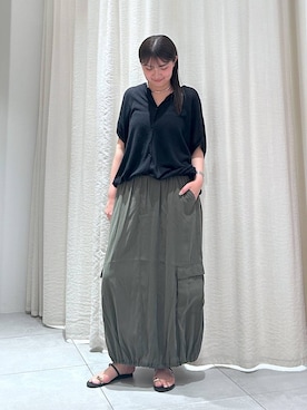 「BABYLONE（バビロン）のソリッドチョーカー（チョーカー、シルバー系）」を使った、あおのさん（レディース・164cm）の春コーディネート