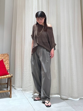 「BABYLONE（バビロン）のペーパーフレンチ袖プルオーバー（Tシャツ/カットソー、ブラウン系）」を使った、あおのさん（レディース・164cm）の春コーディネート