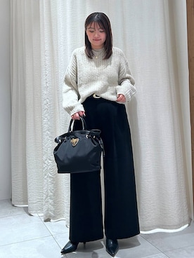 「BABYLONE（バビロン）のカラーネップニット（ニット/セーター）」を使った、あおのさん（レディース・164cm）の秋コーディネート