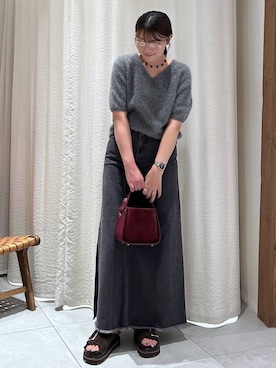 「BABYLONE（バビロン）のカツラギロングスカート（スカート）」を使った、あおのさん（レディース・164cm）の秋コーディネート