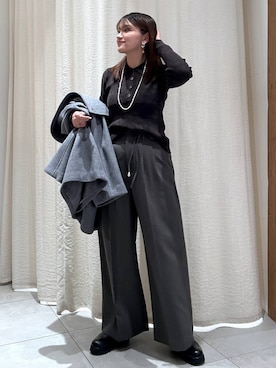 「体型カバー」｜「アイテム（アクセサリー）」を使った、あおのさん（レディース・164cm）の冬コーディネート