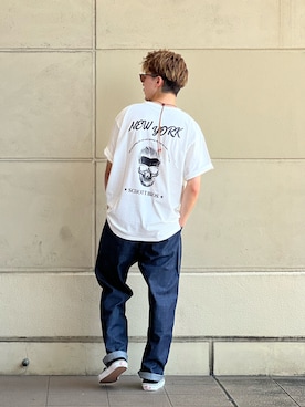 「SCHOTT」｜「アイテム（スリッポン）」を使った、DAISUKEさん（メンズ・169cm）の夏コーディネート