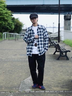 「schott（ショット）のSchott/ショット/TC DOUBLE PLEATED WIDE PANTS/2タック ワイドパンツ（チノパンツ）」を使った、DAISUKEさん（メンズ・171cm）の夏コーディネート