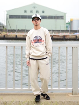 「SCHOTT」｜「アイテム（スウェットパンツ）」を使った、DAISUKEさん（メンズ・171cm）の秋コーディネート