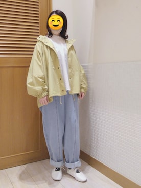 「アイテム（マウンテンパーカー、イエロー系）」を使った、は せ が わさん（レディース・153cm）の春コーディネート