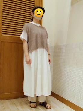 「Samansa Mos2（サマンサ モスモス）の前後着メッシュベスト（ベスト）」を使った、は せ が わさん（レディース・153cm）の夏コーディネート