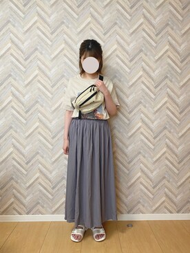 「くすみカラー」｜「アイテム（ボディバッグ/ウエストポーチ）」を使った、ねもさん（レディース・158cm）の夏コーディネート