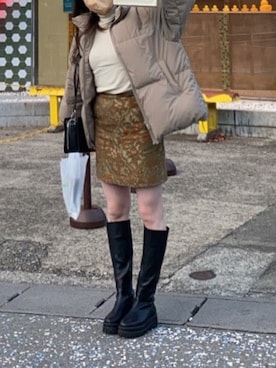 「moussy」｜「アイテム（ダウンジャケット/コート）」を使った、manatsu*さん（レディース・166cm）の冬コーディネート