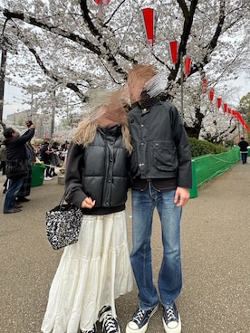 「アイテム（ダウンベスト）」を使った、97tll20さん（レディース・158cm）の冬コーディネート