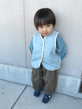 「Seraph（セラフ）のアイテム（パンツ）」を使った、aokomuさん（キッズ・80cm）の冬コーディネート