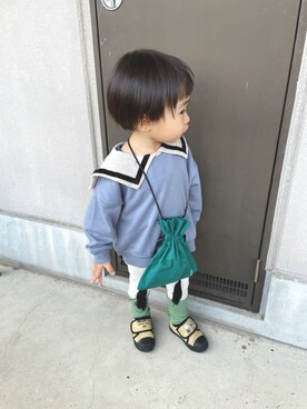 「アイテム（レギンス/スパッツ、グリーン系）」を使った、aokomuさん（キッズ・80cm）の秋コーディネート