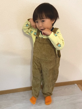 「moimoln（モイモルン）のアイテム（トップス）」を使った、aokomuさん（キッズ・90cm）の秋コーディネート