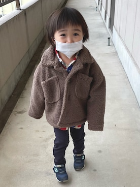 「pairmanon（ペアマノン）のアイテム（ブルゾン）」を使った、aokomuさん（キッズ・80cm）の冬コーディネート