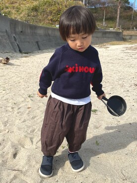 「Seraph（セラフ）のアイテム（パンツ）」を使った、aokomuさん（キッズ・90cm）の秋コーディネート