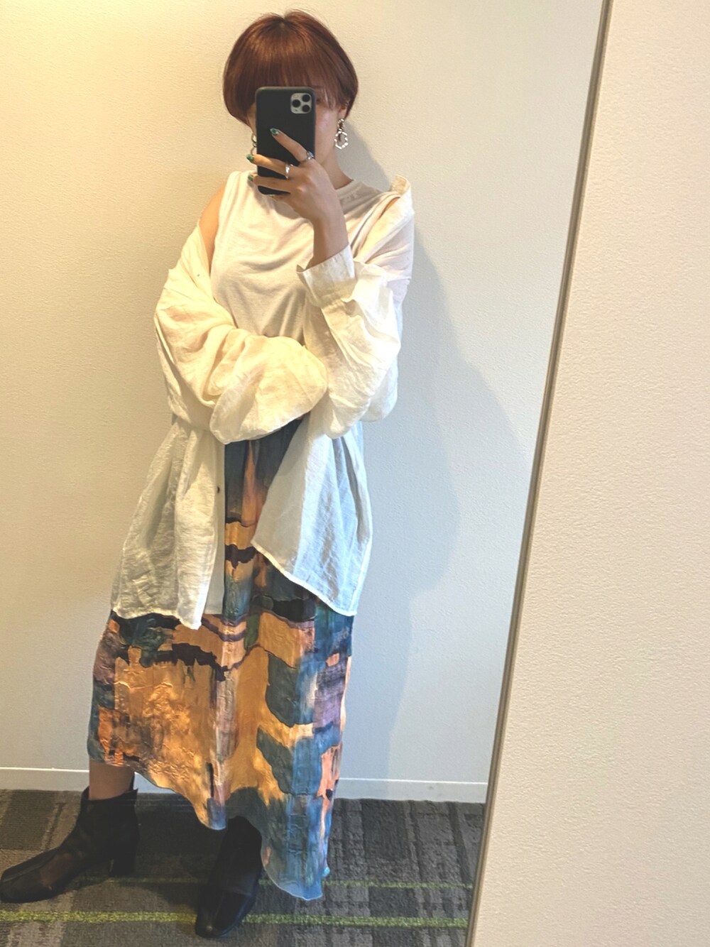 「休日スタイル、大人カジュアル、おしゃれさんと繋がりたい、低身長コーデ、ゆるコーデ、ボリューム袖、ショートヘア、SLY、neuna、summer」｜「NEUNAのアイテム（シャツ/ブラウス、ホワイト系）」を使った、onakasuiteruyoさん（レディース・152cm）の夏コーディネートの1枚目の写真