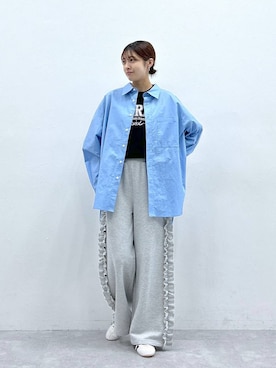 「RAGEBLUE（レイジブルー）のアイテム（スウェットパンツ）」を使った、やながわこころさん（レディース・167cm）の冬コーディネート