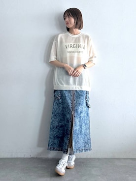 「DISCUS（ディスカス）のアイテム」を使った、やながわこころさん（レディース・167cm）の夏コーディネート