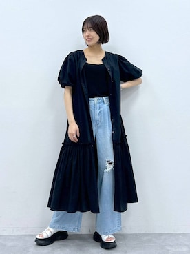 「RAGEBLUE（レイジブルー）のアイテム（シャツワンピース）」を使った、やながわこころさん（レディース・167cm）の春コーディネート
