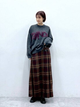 「RAGEBLUE（レイジブルー）のアイテム（スカート）」を使った、やながわこころさん（レディース・167cm）の秋コーディネート