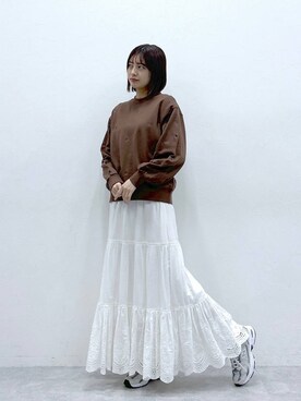 「RAGEBLUE（レイジブルー）のアイテム（スウェット）」を使った、やながわこころさん（レディース・167cm）の冬コーディネート
