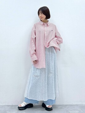 「RAGEBLUE（レイジブルー）のアイテム（サンダル）」を使った、やながわこころさん（レディース・167cm）の春コーディネート