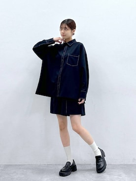 「RAGEBLUE（レイジブルー）のアイテム（スラックス）」を使った、やながわこころさん（レディース・167cm）の冬コーディネート