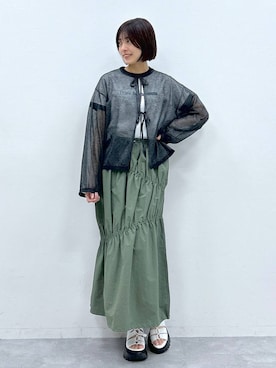 「RAGEBLUE（レイジブルー）のアイテム（サンダル）」を使った、やながわこころさん（レディース・167cm）の春コーディネート