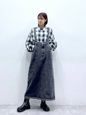「RAGEBLUE（レイジブルー）のアイテム（ブーツ）」を使った、やながわこころさん（レディース・167cm）の秋コーディネート