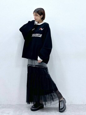「RAGEBLUE（レイジブルー）のアイテム（ローファー）」を使った、やながわこころさん（レディース・167cm）の秋コーディネート