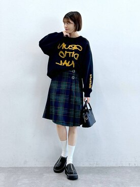 「RAGEBLUE（レイジブルー）のアイテム（ローファー）」を使った、やながわこころさん（レディース・167cm）の秋コーディネート