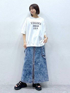 「RAGEBLUE（レイジブルー）のアイテム（サンダル）」を使った、やながわこころさん（レディース・167cm）の春コーディネート