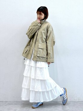 「RAGEBLUE（レイジブルー）のアイテム（ミリタリージャケット）」を使った、やながわこころさん（レディース・167cm）の秋コーディネート
