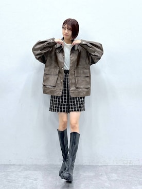 「RAGEBLUE（レイジブルー）のアイテム（ブーツ）」を使った、やながわこころさん（レディース・167cm）の秋コーディネート