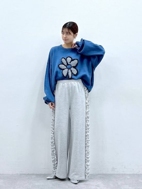 「RAGEBLUE（レイジブルー）のアイテム（スウェットパンツ）」を使った、やながわこころさん（レディース・167cm）の冬コーディネート