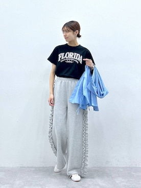 「RAGEBLUE（レイジブルー）のアイテム（スウェットパンツ）」を使った、やながわこころさん（レディース・167cm）の冬コーディネート