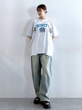 「RAGEBLUE（レイジブルー）のアイテム（サンダル）」を使った、やながわこころさん（レディース・167cm）の夏コーディネート