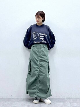 「RAGEBLUE（レイジブルー）のアイテム（スカート）」を使った、やながわこころさん（レディース・167cm）の秋コーディネート